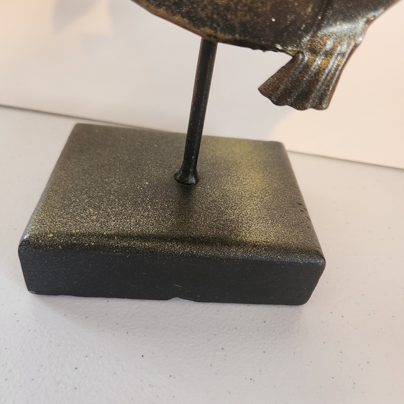 Funky Metal Art Fish On Stand Rustic Brutalist Man Cave Decor Vintage 1990s 90s - Picture 9 of 9